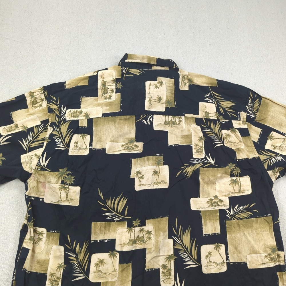 Bamboo Cay Shirt Mens Extra Large Black Floral Hawiian Palm Beachy Casual - Picture 9 of 11